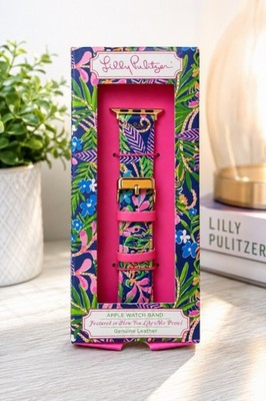 Lilly Pulitzer Leather Apple Watch Band "how You Like Me Prowl" Print